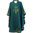 Casulla de poliéster com Cruces bordadas verde