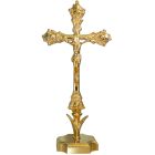 Crucifijo dourado para mesa com base