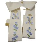 Estolas sacerdotales marianas | Bordado monograma e flores