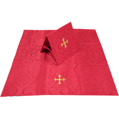 Carpeta de corpo e véu de cáliz damasco vermelho