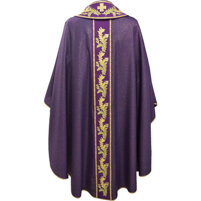 Casulla sacerdotal de lana, viscose e poliéster morado