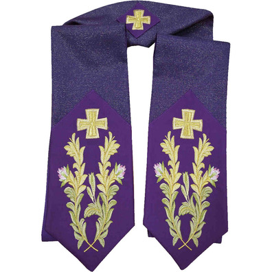 Casulla sacerdotal de lana, viscose e poliéster morado