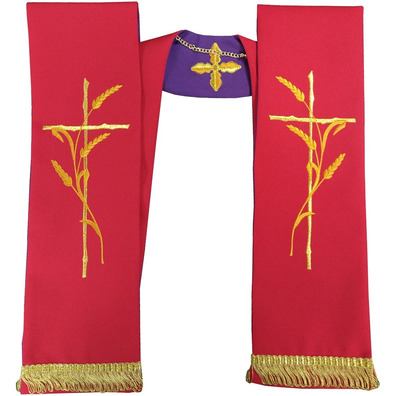 Estolas reversíveis para sacerdotes católicos vermelho / roxo