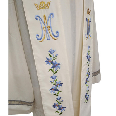 Estolas sacerdotales marianas | Bordado monograma e flores