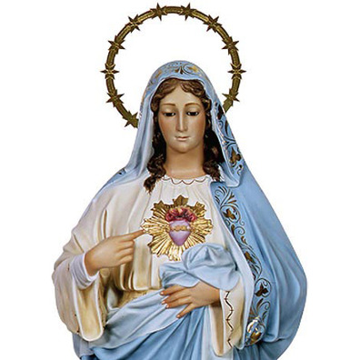 Sagrado Coração de Maria com vestido azul e branco